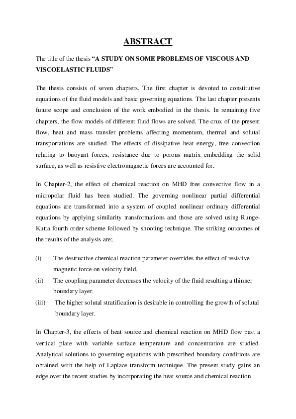 (PDF) A study on some problems of viscous and viscoelastic fluids