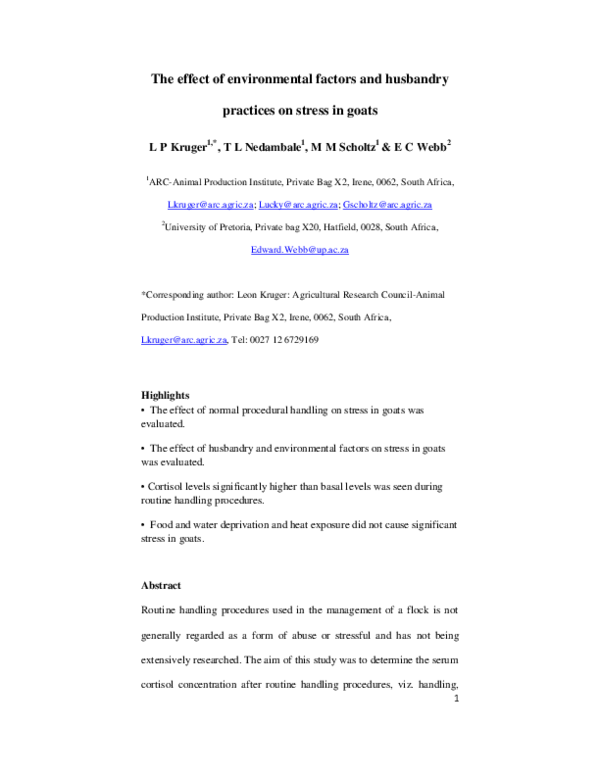 (PDF) The effect of environmental factors and husbandry practices on ...