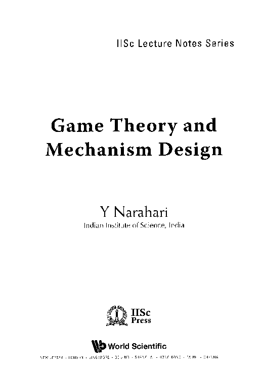 (PDF) Game Theory and Mechanism Design Yadati Narahari Academia.edu