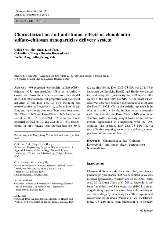 (PDF) Characterization and anti-tumor effects of chondroitin sulfate ...