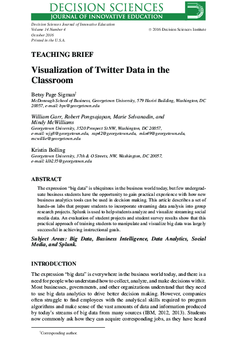 (PDF) Visualization of Twitter Data in the Classroom