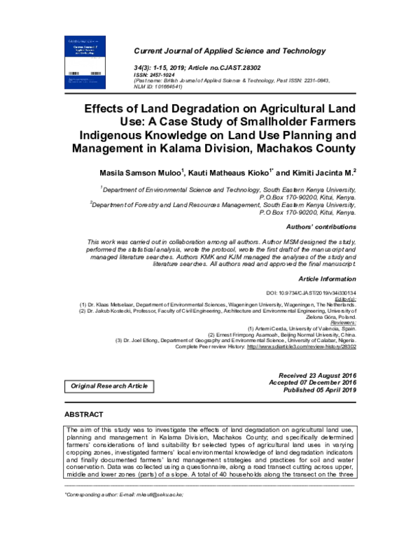 (PDF) Effects of Land Degradation on Agricultural Land Use: A Case ...