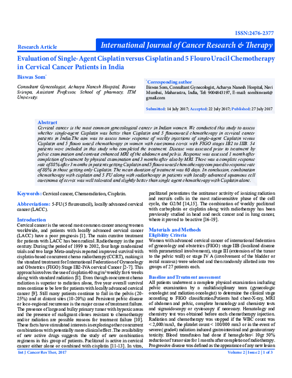 (PDF) Evaluation of Single-Agent Cisplatin versus Cisplatin and 5 ...