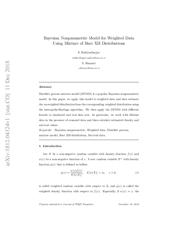 (PDF) Bayesian Nonparametric Model for Weighted Data Using Mixture of ...