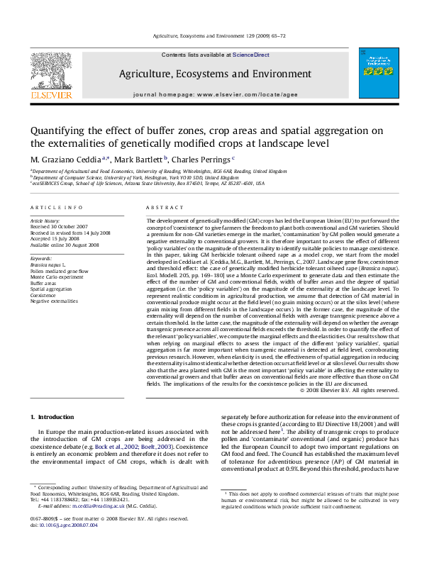 (PDF) Quantifying the effects of buffer zones, crop areas and spatial