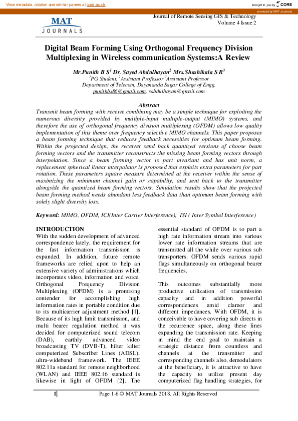 (PDF) Digital Beam Forming Using Orthogonal Frequency Division ...