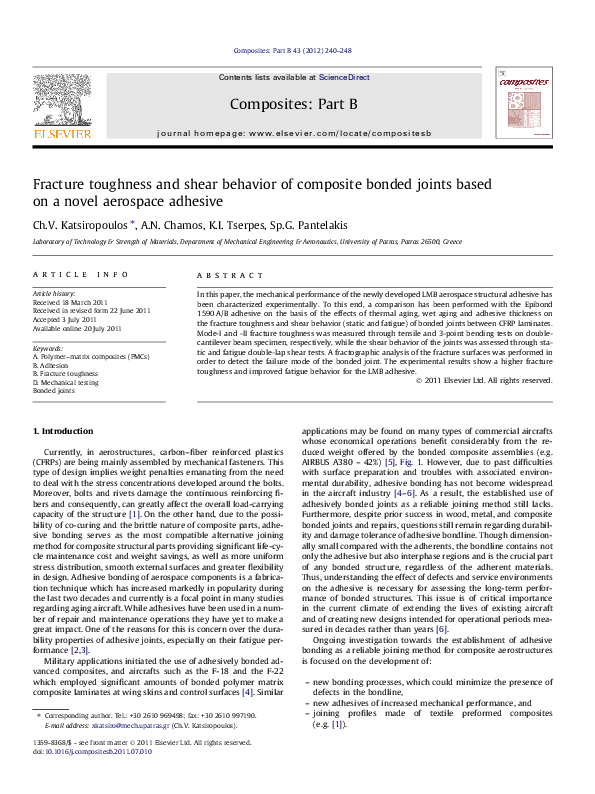 (PDF) Fracture toughness and shear behavior of composite bonded joints ...