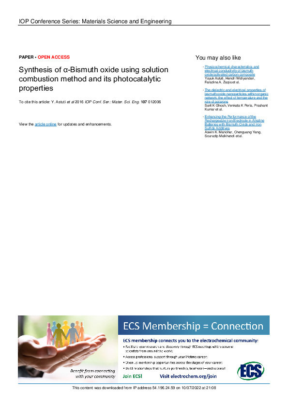 (PDF) Synthesis of α-Bismuth oxide using solution combustion method and ...