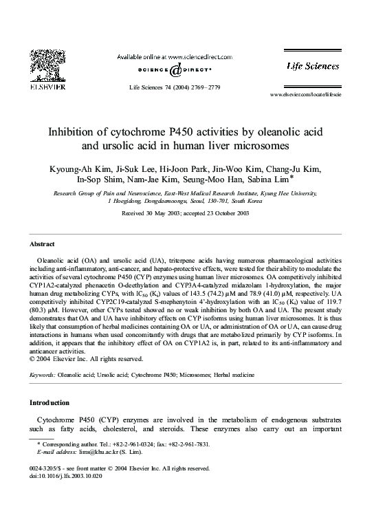 (PDF) Inhibition of cytochrome P450 activities by oleanolic acid and ...