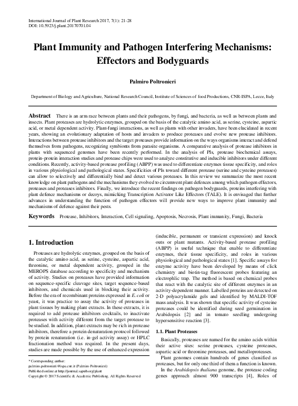 (PDF) Plant Immunity and Pathogen Interfering Mechanisms: Effectors and ...