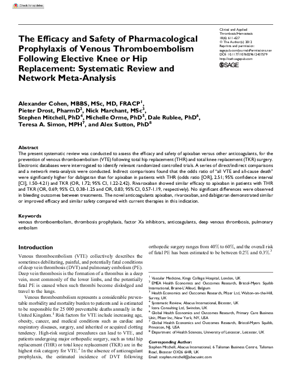 (PDF) The Efficacy and Safety of Pharmacological Prophylaxis of Venous ...