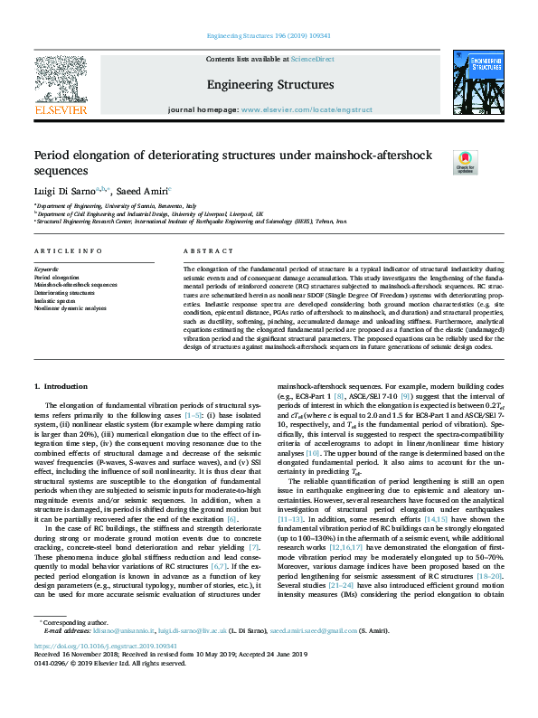 (PDF) Period elongation of deteriorating structures under mainshock ...