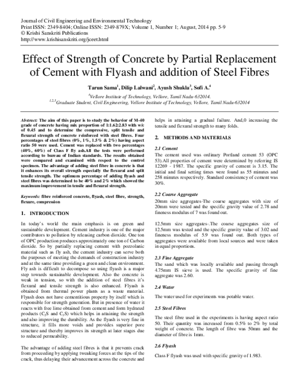 (PDF) Effect of Strength of Concrete by Partial Replacement of Cement ...