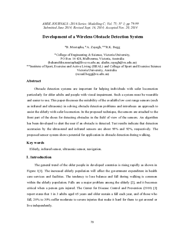 (PDF) Development of a Wireless Obstacle Detection System
