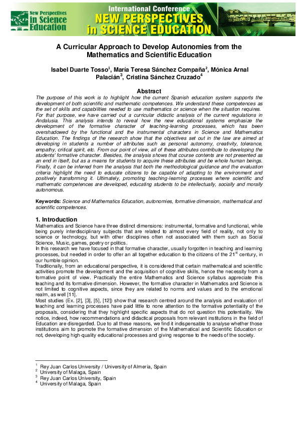 (PDF) A curricular approach to develop autonomies from the mathematics ...