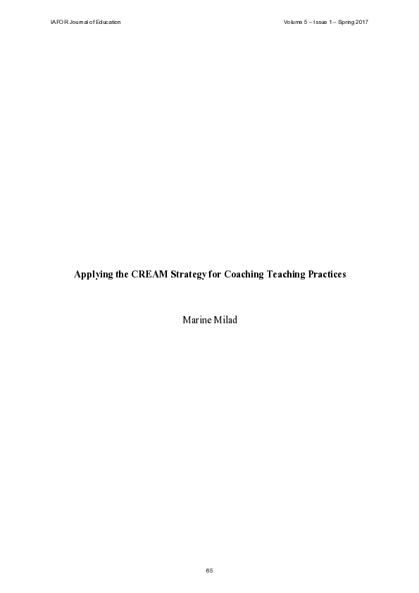 (PDF) Applying the CREAM Strategy for Coaching Teaching Practices