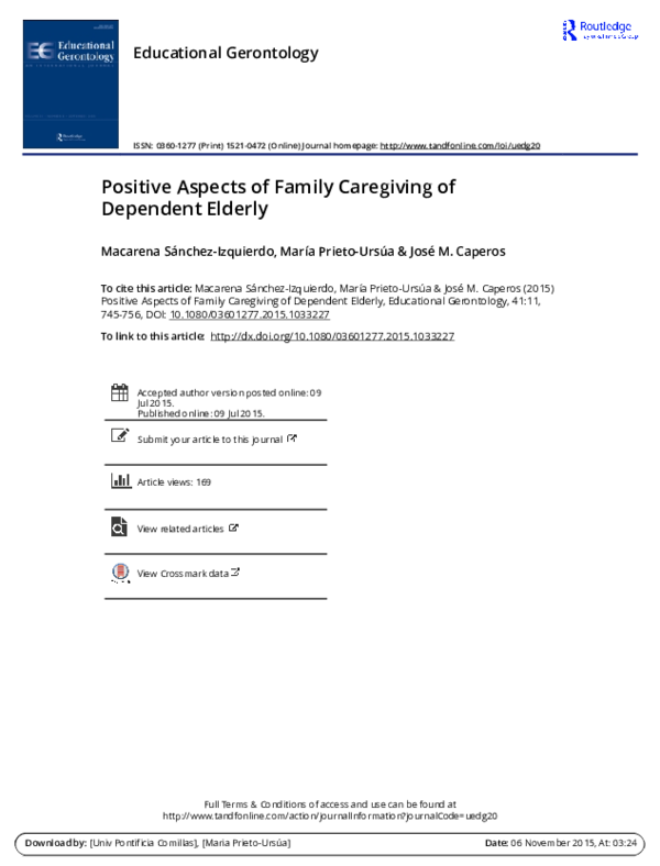 (PDF) Positive Aspects of Family Caregiving of Dependent Elderly