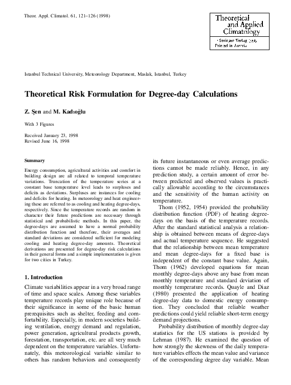 (PDF) Theoretical Risk Formulation for Degree-day Calculations