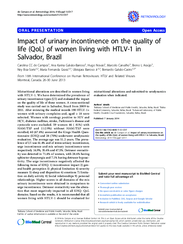 (PDF) Impact of urinary incontinence on the quality of life (QoL) of ...