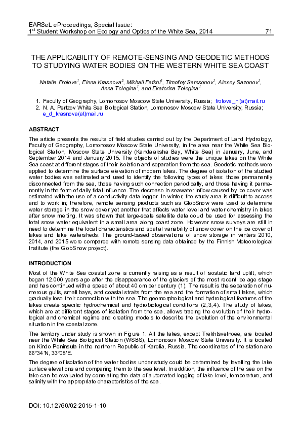 (PDF) The applicability of remote sensing and geodetic methods for ...