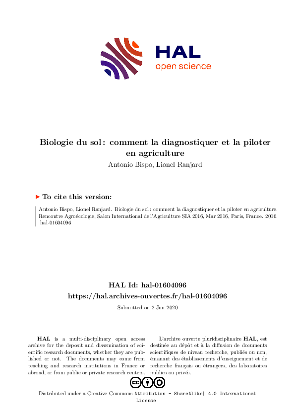 (PDF) Biologie du sol : comment la diagnostiquer et la piloter en ...