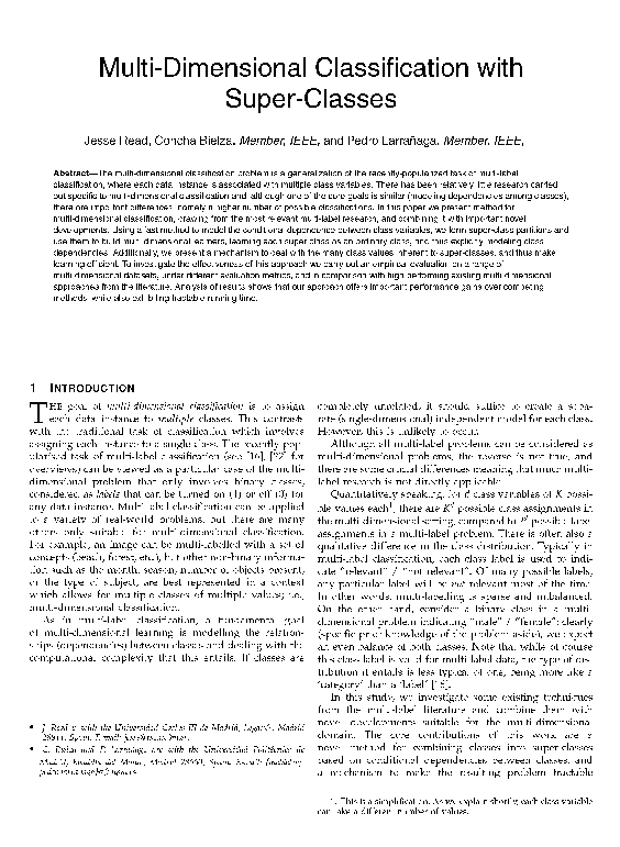 (PDF) Multi-Dimensional Classification with Super-Classes