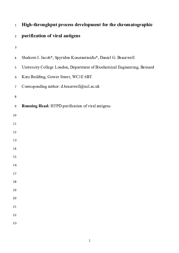 (PDF) HighThroughput Process Development for the Chromatographic