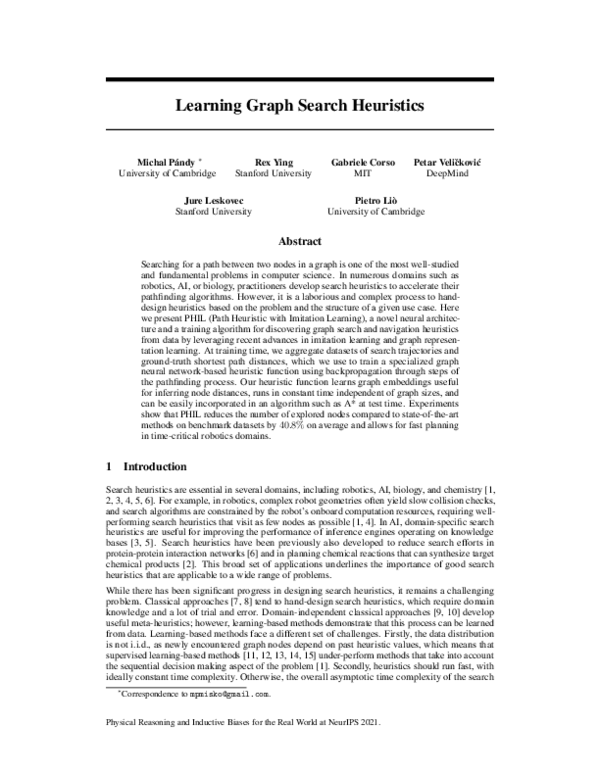 (PDF) Learning Graph Search Heuristics