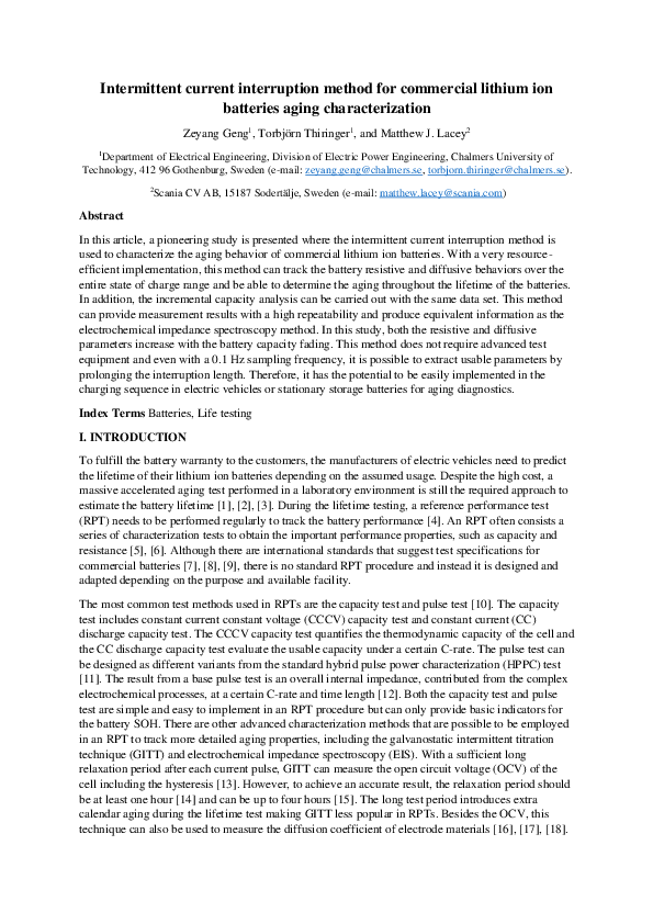 (PDF) Intermittent Current Interruption Method for Commercial Lithium ...