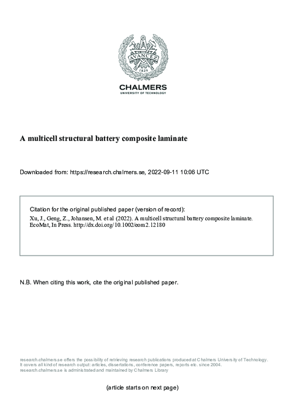 (PDF) A multicell structural battery composite laminate