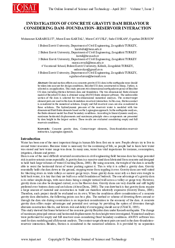 (PDF) Investigation of Concrete Gravity Dam Behaviour Considering Dam ...