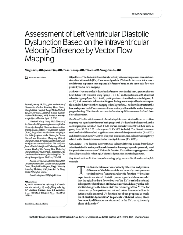 (PDF) Assessment of left ventricular diastolic dysfunction by tissue ...