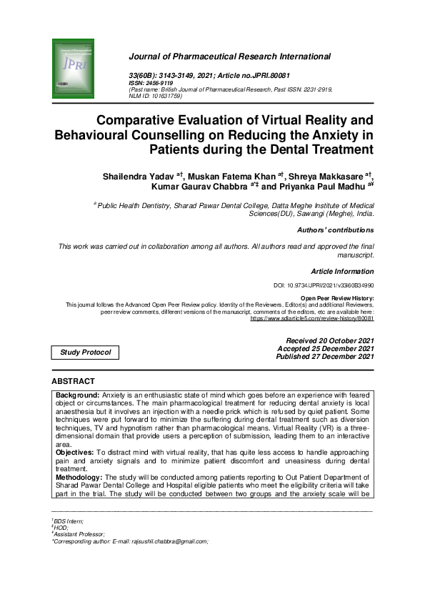 (PDF) Comparative Evaluation of Virtual Reality and Behavioural ...