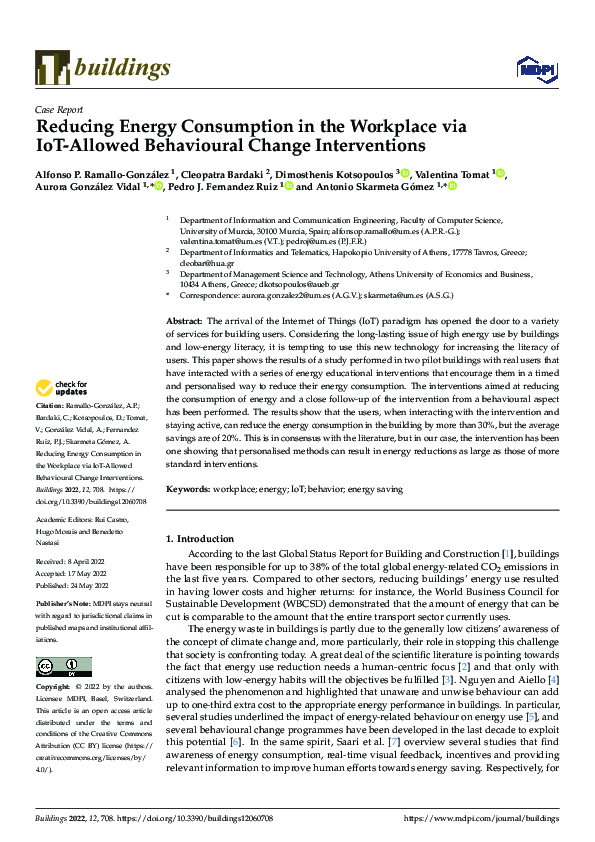 (PDF) Reducing Energy Consumption in the Workplace via IoT-Allowed ...