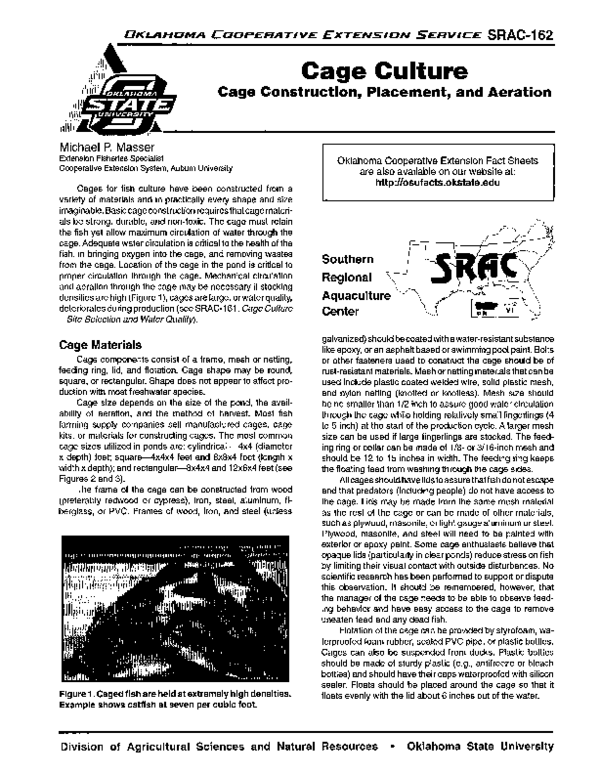(PDF) Cage culture Cage construction, placement, and aeration