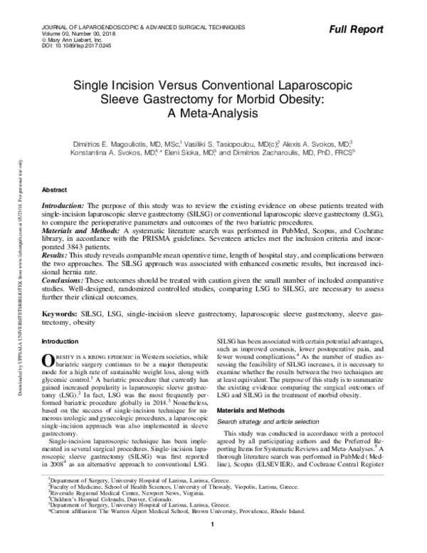 (PDF) Single Incision Versus Conventional Laparoscopic Sleeve ...