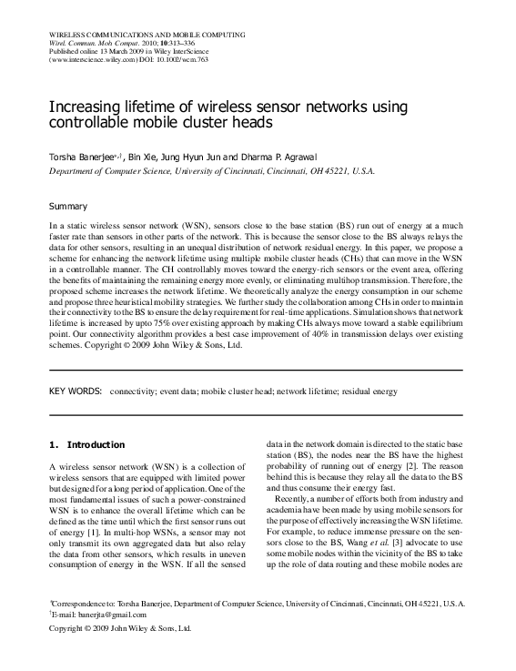 (PDF) Increasing lifetime of wireless sensor networks using ...