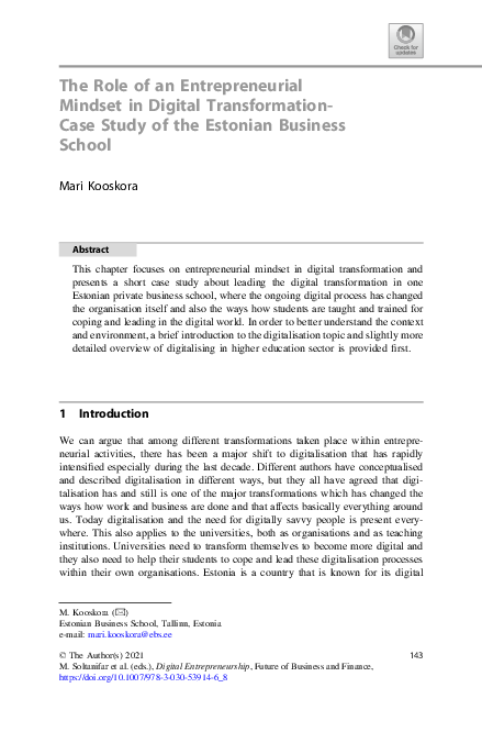 (PDF) The Role of an Entrepreneurial Mindset in Digital Transformation ...
