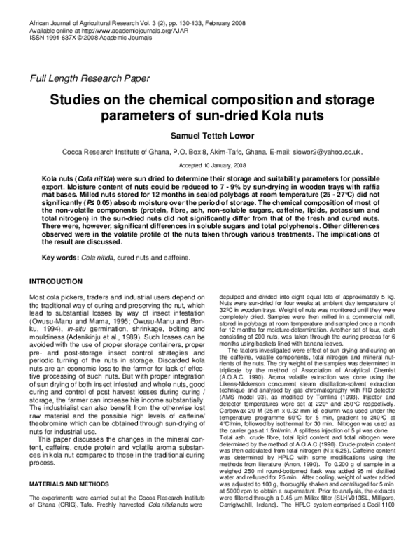(PDF) Studies on the chemical composition and storage parameters of sun ...
