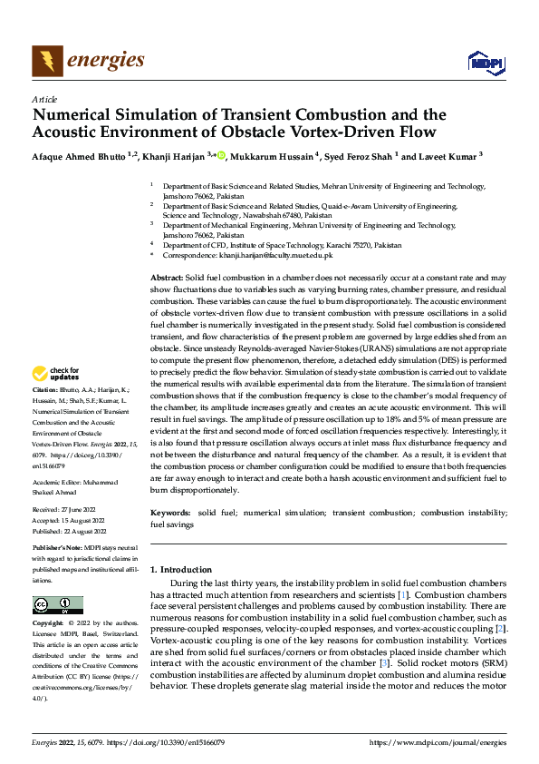 (PDF) Numerical Simulation of Transient Combustion and the Acoustic ...