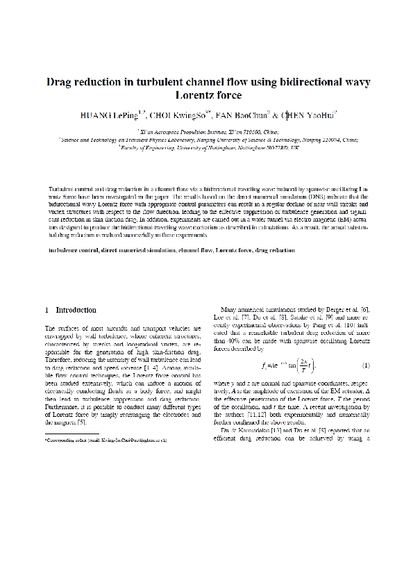 (PDF) Drag reduction in turbulent channel flow using bidirectional wavy ...