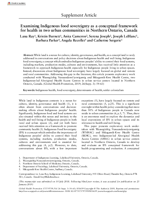 (PDF) Examining Indigenous food sovereignty as a conceptual framework ...