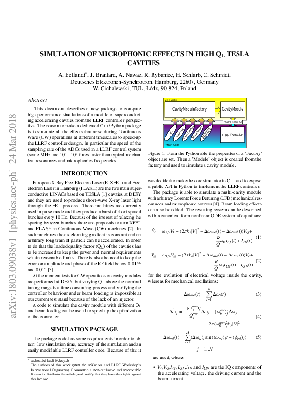 (PDF) Simulation of Microphonic Effects in High QL Tesla Cavities
