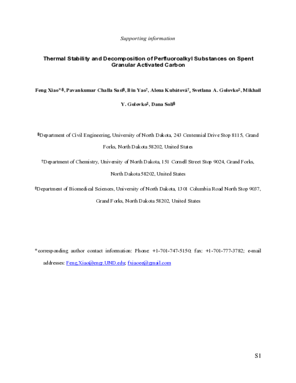 (PDF) Thermal Stability and Decomposition of Perfluoroalkyl Substances ...