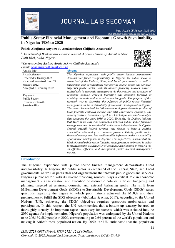 (PDF) Public Sector Financial Management and Economic Growth ...
