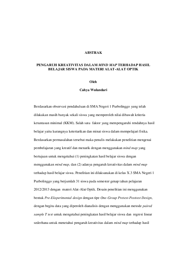 (PDF) Pengaruh Kreativitas Dalam Mind Map Terhadap Hasil Belajar Siswa ...