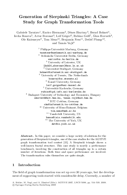 (PDF) Generation of Sierpinski triangles: A case study for graph ...