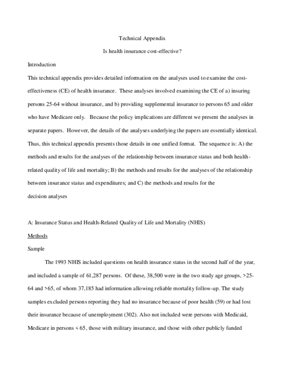 (PDF) Technical Appendix to Is expanding Medicare coverage cost-effective?
