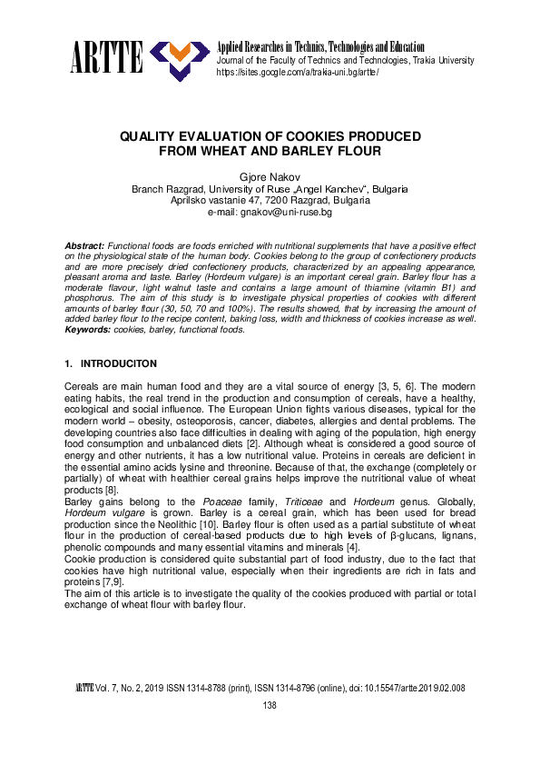 (PDF) Quality evaluation of cookies produced from wheat flour and