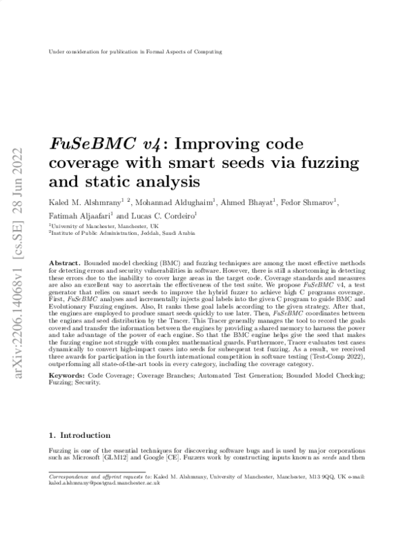 (PDF) FuSeBMC v4: Improving code coverage with smart seeds via fuzzing ...